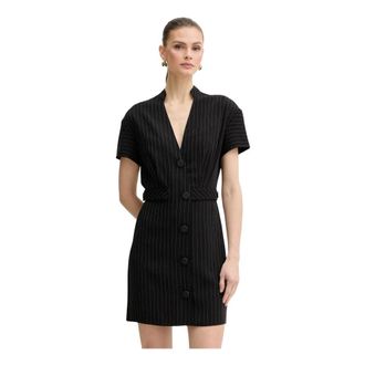 A|X Armani Exchange Mini A-lijn Jurk met Blousekraag - Dames - Korte kleedjes - Zwart - M - Polyester - Kleedjes