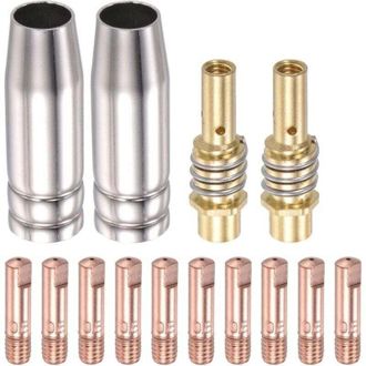 OEM [mai Usato]set Di Accessori Per Torce Per Saldatura A Gas Inerte (mig): Punta Di Contatto Conduttiva Da 0,8 Mm, Asta Di Collegamento Dellugello, 15 Co