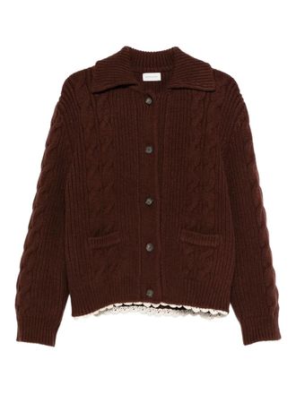 Magda Butrym cable-knit collared cardigan - women - Cashmere/Elastane - 36 - Brown