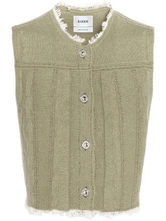 Barrie frayed denim vest - women - Cashmere/Cotton - L - Green