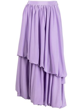 Ulla Johnson layered ruched silk skirt - women - Silk - 10 - Purple