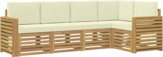 vidaXL Conjunto De Sof&aacute;s De Exterior 5 Uds. Blanco Y Crema Poli&eacute;ster Vidaxl