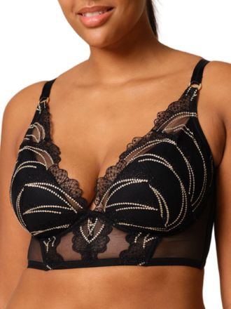 Gossard Womens VIP Etoile Padded Longline Bra - Black Polyamide - Size 38DD