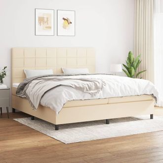vidaXL Vidaxl - Cama Box Spring Con Colch&oacute;n Tela Color Crema 200x200 Cm