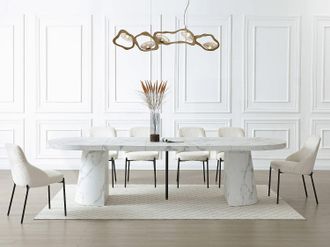 Vente-Unique Tavolo da pranzo allungabile da 6 a +12 persone in MDF Effetto marmo Bianco - CLOEVA