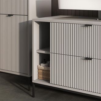 Vicco Mueble Bajo Lavabo Eliza, Gris, 100 X 63 Cm Con 2 Cajones Extra&iacute;bles, Vicco
