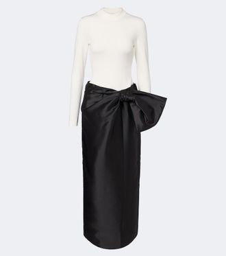 SIMKHAI Coralyne bow-detail knitted satin gown