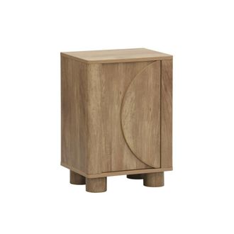 Sweeek Mesita de noche efecto madera de mango con 1 puerta reversible, efecto