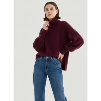 Majestic Filatures Ultra Soft Knit Long Sleeve Turtleneck Sweater in Bordeaux at Nordstrom, Size 1