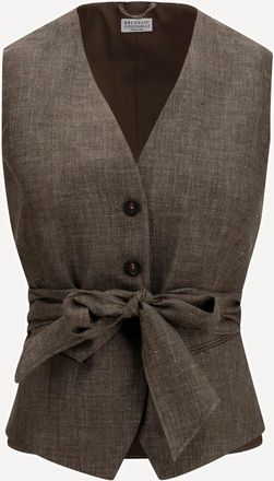 Brunello Cucinelli Belted Linen Vest Female 46