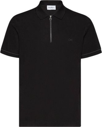 Ferragamo Gancini Embroidered Cotton Pique Polo, Size X-Small