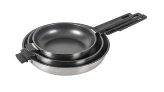 Kuhn Rikon Smart & Compact Stainless Steel Non-Stick Induction Frying Pan, Set of 3, 20, 24 & 28cm in Silver