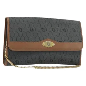 Dior Pre-owned Clutches, female, Gray, Size: ONE SIZE Pre-owned Vintage PVC Honeycomb Shoulder Bag