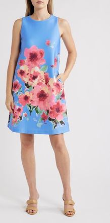 Anne Klein Sleeveless Shift Dress in Azurine Multi at Nordstrom, Size 10P