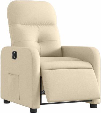 vidaXL Sill&oacute;n Reclinable El&eacute;ctrico De Tela Crema Vidaxl