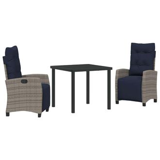 vidaXL Conjunto De Comedor De Jard&iacute;n 3 Pcs Gris Rat&aacute;n Sint&eacute;tico Vidaxl