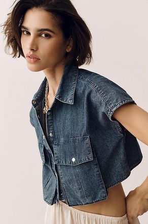 Walter Baker Bryce Denim Crop Buttondown Top