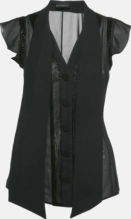 Emporio Armani Black Beaded Chiffon Semi Sheer Shirt