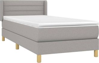 vidaXL Cama Box Spring Con Colch&oacute;n Tela Gris Claro 90x190 Cm Vidaxl