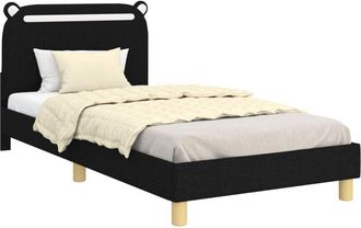 vidaXL Cama Para Ni&ntilde;os Con Cabecero Negro 90 X 190 Cm Tela Vidaxl