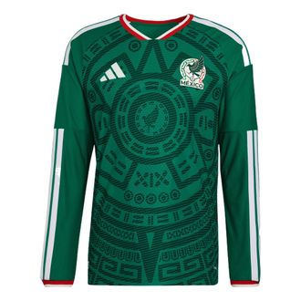 adidas Mexico 26 Home Authentic Long Sleeve Jersey Asia Sizing Bold Green KA3998