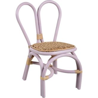 Beliani Beliani - Silla Infantil Boho Asiento Rat&aacute;n Exterior Interior Violeta Desimi