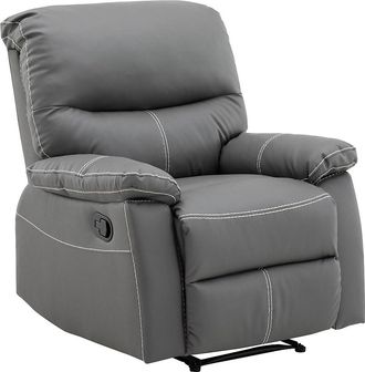 Vente-Unique Sill&oacute;n relax de piel sint&eacute;tica gris CANBY