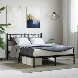 vidaXL Estructura Cama Sin Colch&oacute;n Con Cabecero Metal Negro 120x200 Cm Vidaxl