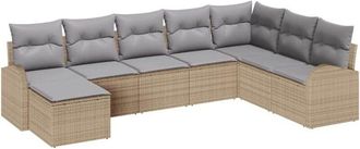 vidaXL Sofa Set with Cushion 8 pcs Beige and light Grey Poly Rattan vidaXL