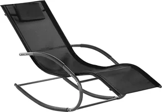 Beliani Tumbona mecedora metal negro