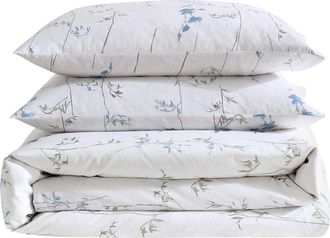 Calvin Klein Wildflower Duvet Set in Parchment White/blue at Nordstrom, Size Full/queen
