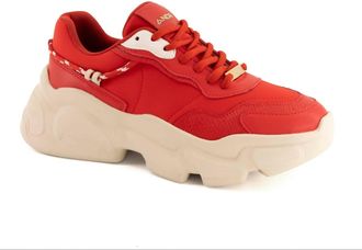 Andrea Womens Urban Casual Chunky Sneakers In Red