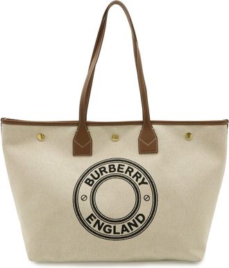 Burberry Brown Canvas Leather Shoulder Bag Tote Bag (Pre-Owned)
