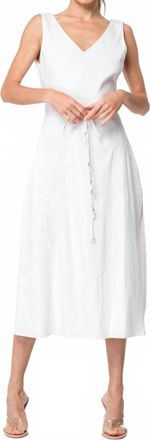 Ciebon Carrie Embroidered Feather Midi Dress In Cream