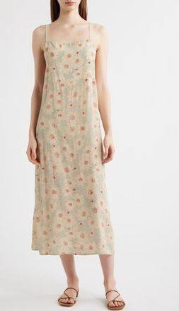 The Great. The Sunroom Sleeveless Slipdress in Champagne Scattered Bloom at Nordstrom, Size 0