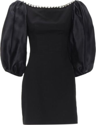 Rasario crystal embellished neckline puff balloon sleeves dress