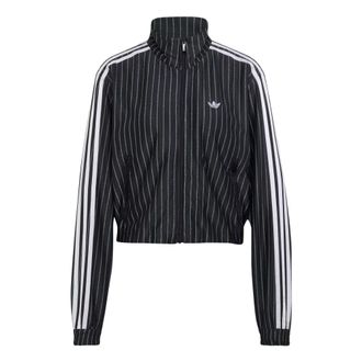 adidas (WMNS) adidas Firebird Pinstripe Track Jacket Asia Sizing Black Silver Metallic KR9576