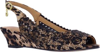 J. Reneé Malorie Slingback Wedge Sandal in Brown/Black at Nordstrom, Size 10.5