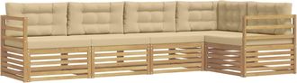 vidaXL Conjunto De Sof&aacute;s De Exterior 5 Uds. Y Beige Poli&eacute;ster Vidaxl