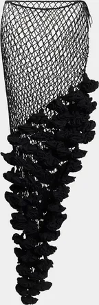 Alaia Floral Applique Crochet Net Maxi Skirt