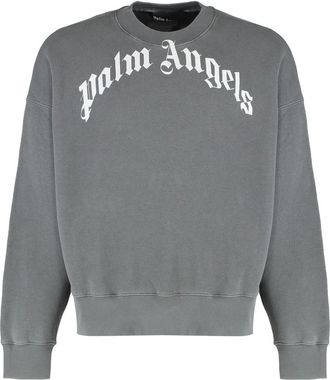 Palm Angels Logo Crew Neck Sweatshirt - Heren - Sweatshirts - Grijs - XL - Katoen - Hoodies & sweatvesten