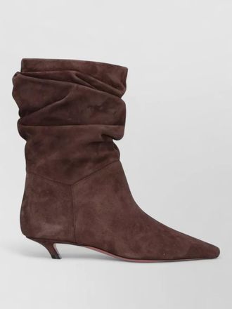 Amina Muaddi suede leather ankle boots