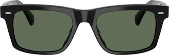 Oliver Peoples 0ov5596su Bold Rectangular Frame Sunglasses with Dark Green Lenses