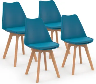 IDMarket Set Di 4 Sedie Da Pranzo Scandinave Sara Blu Anatra