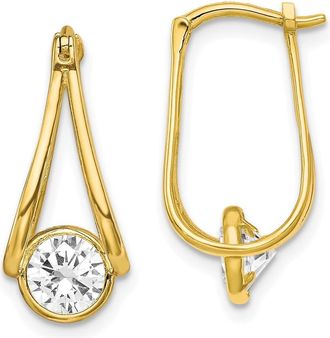 Diamond2Deal 10K Gold Polished Round Cubic Zirconia Hoop Earrings