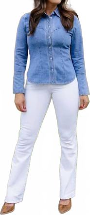 Kancan Milliam Western Fitted Denim Shirt In Medium Wash