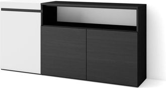 Skraut Home Aparador efecto madera blanco y negro 150x35x75cm