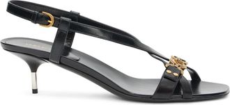 Versace Schoenen, Dames, Zwart, 40 EU, Leer, Sandalen met hoge hak