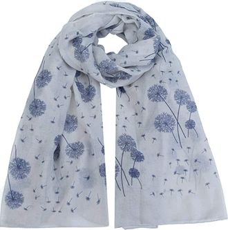 World of Shawls Dandelion Celebrity Designer Scarf Womens Scarf Shawl Wrap Ladies Long Scarf (Light Silver)