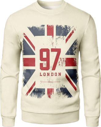 Generic Mens Union Jack British Flag Print Crewneck Sweatshirt, Long Sleeve, Plus Size (UK, Alpha, 4XL, Regular, Regular, 2)